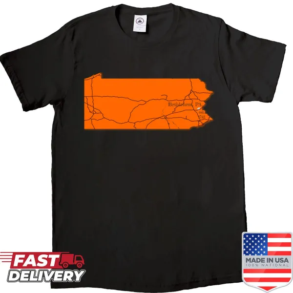 Orange shirt with Bethlehem PA typography design