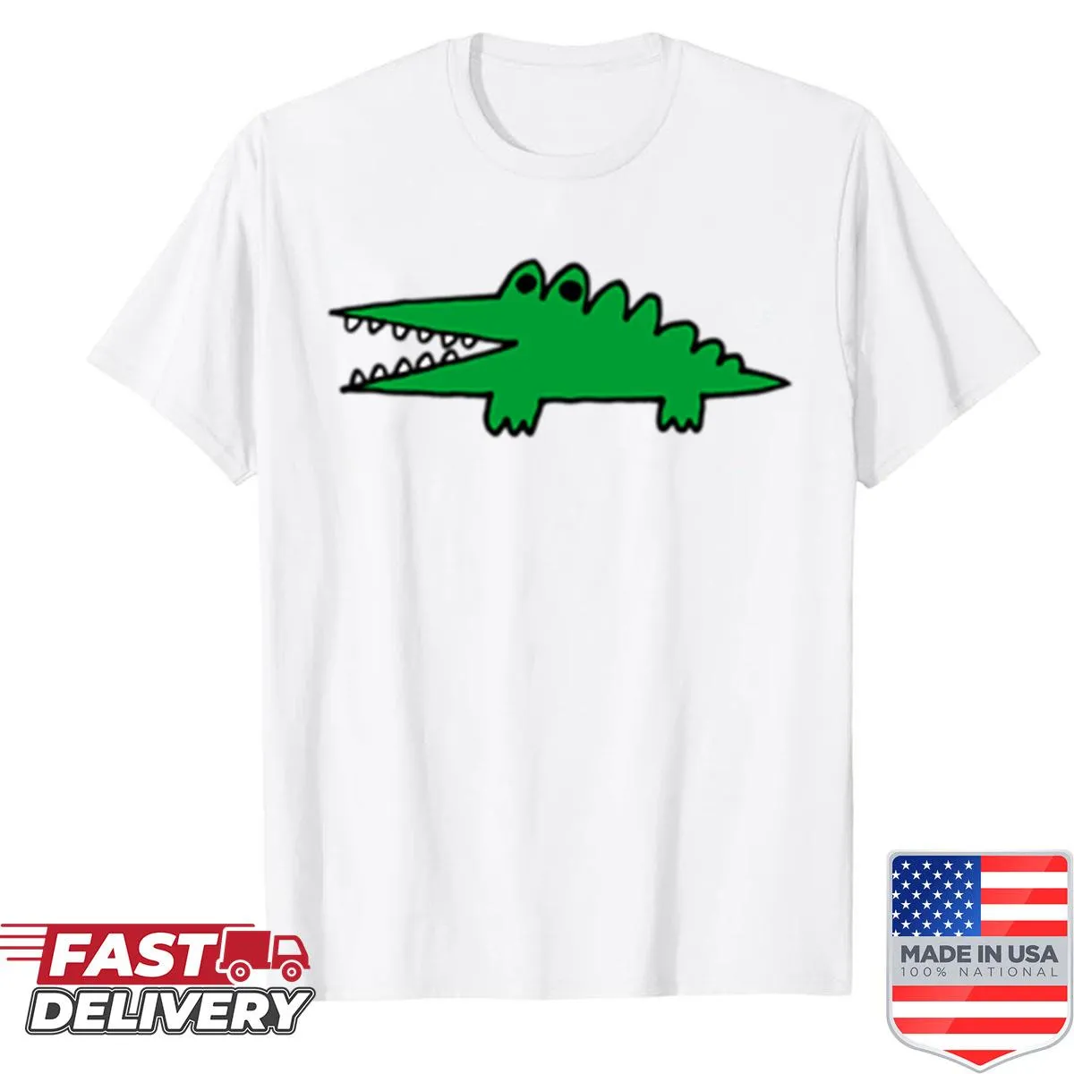 Playful T-shirt featuring a cartoon alligator overcoming challenges