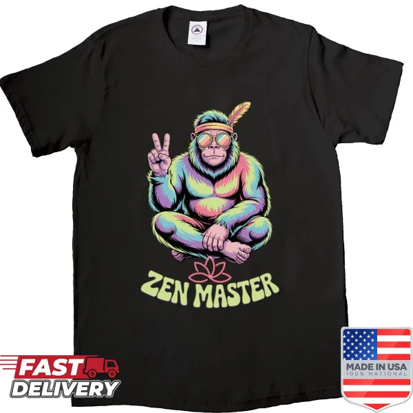 Bigfoot as Zen Master cartoon illustration on a humorous shirt