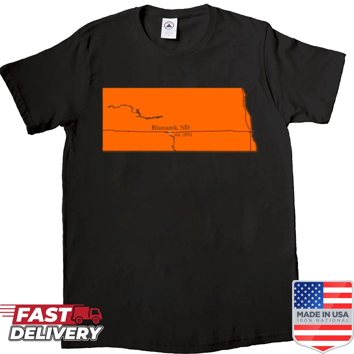Bismarck ND graphic t-shirt with bold typography