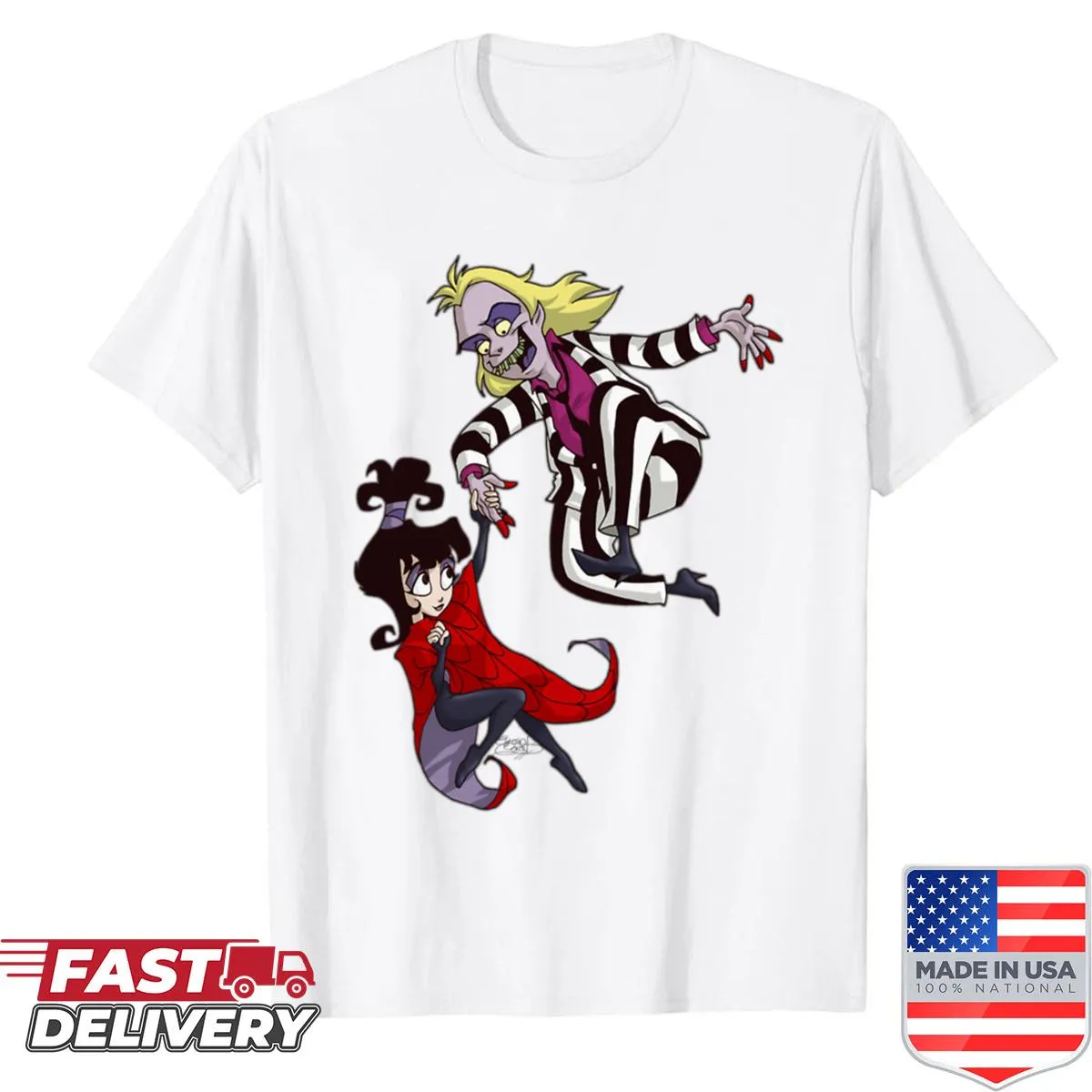 T-shirt featuring the names Bj and Lyds in a fun typography