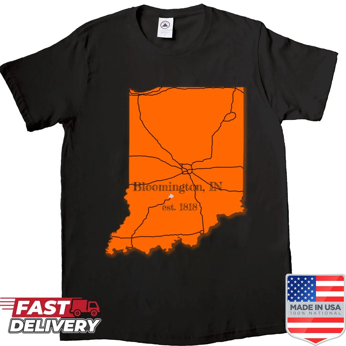 Graphic shirt showcasing Bloomington IN text