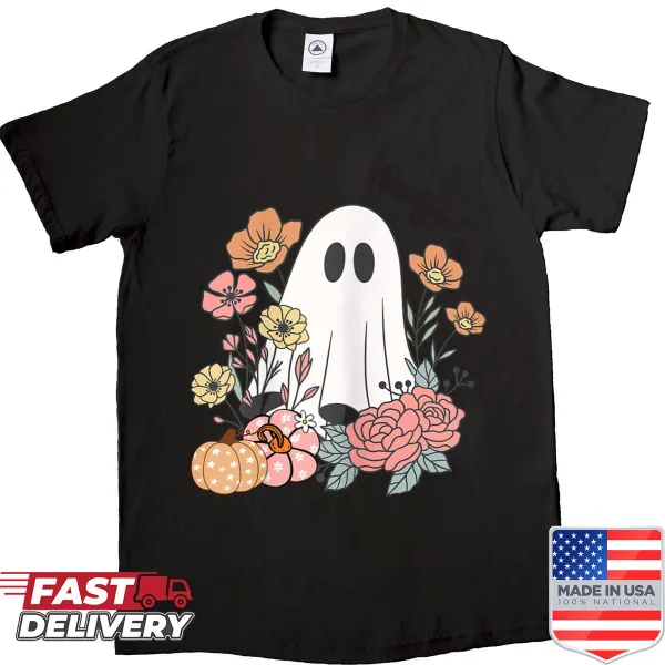 Boho ghost Halloween shirt with cute ghost illustrations