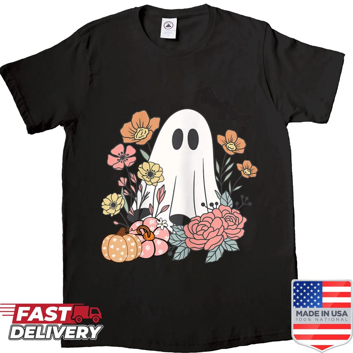 Boho ghost Halloween shirt with cute ghost illustrations