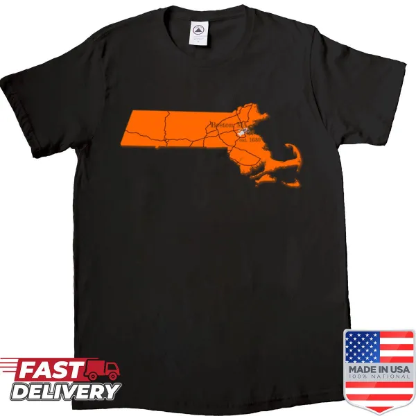 Boston Ma shirt featuring prominent text design