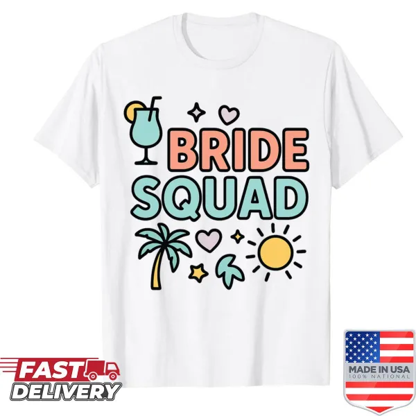 Bride Squad illustration shirt for bridal parties