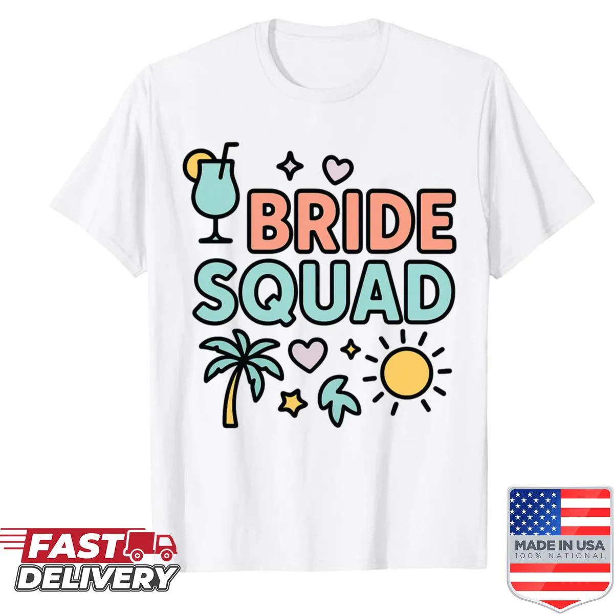 Bride Squad illustration shirt for bridal parties