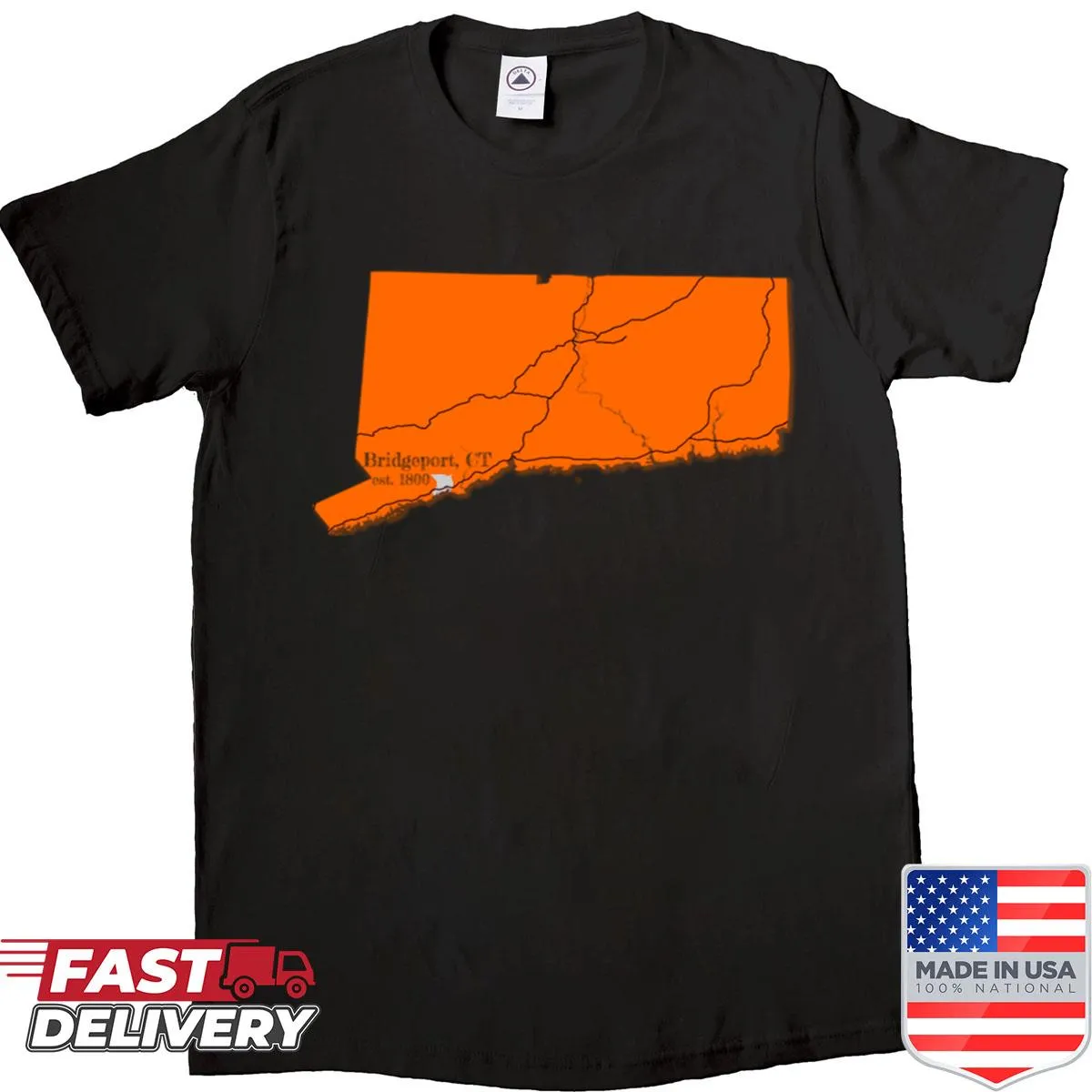 Design celebrating Bridgeport, Connecticut on a shirt