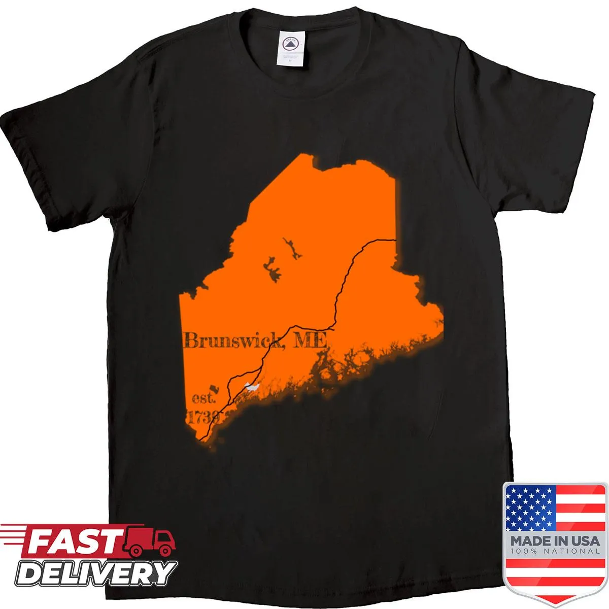 Graphic T-shirt celebrating Brunswick, Maine