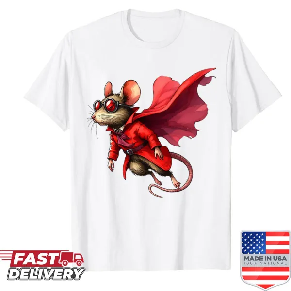Cartoon rat graphic T-shirt with a playful design