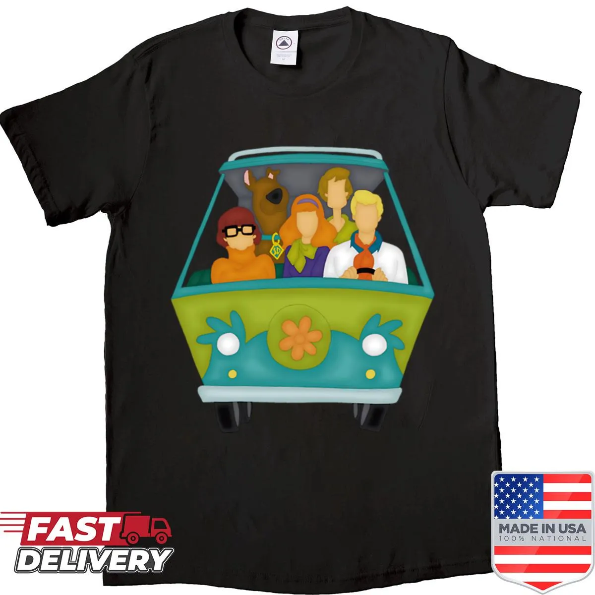 Cartoon graphic of a crime van
