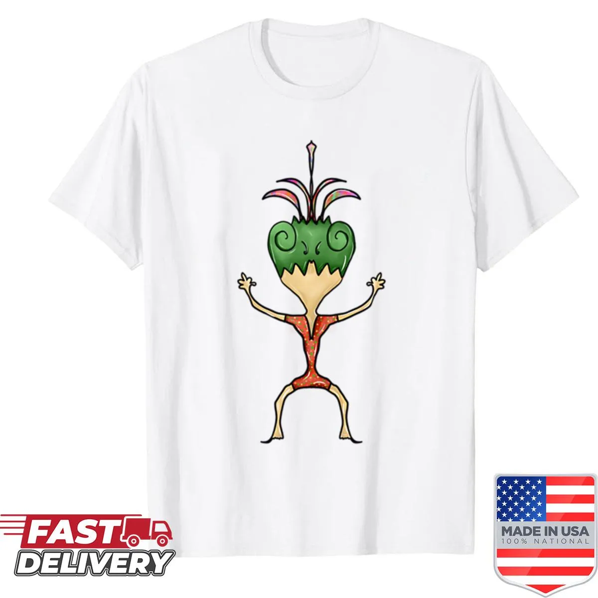 Oversized cartoon exercise rollers shirt before water activities