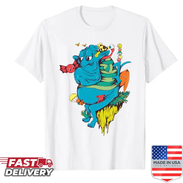 Shirt with playful cartoon monster graphics
