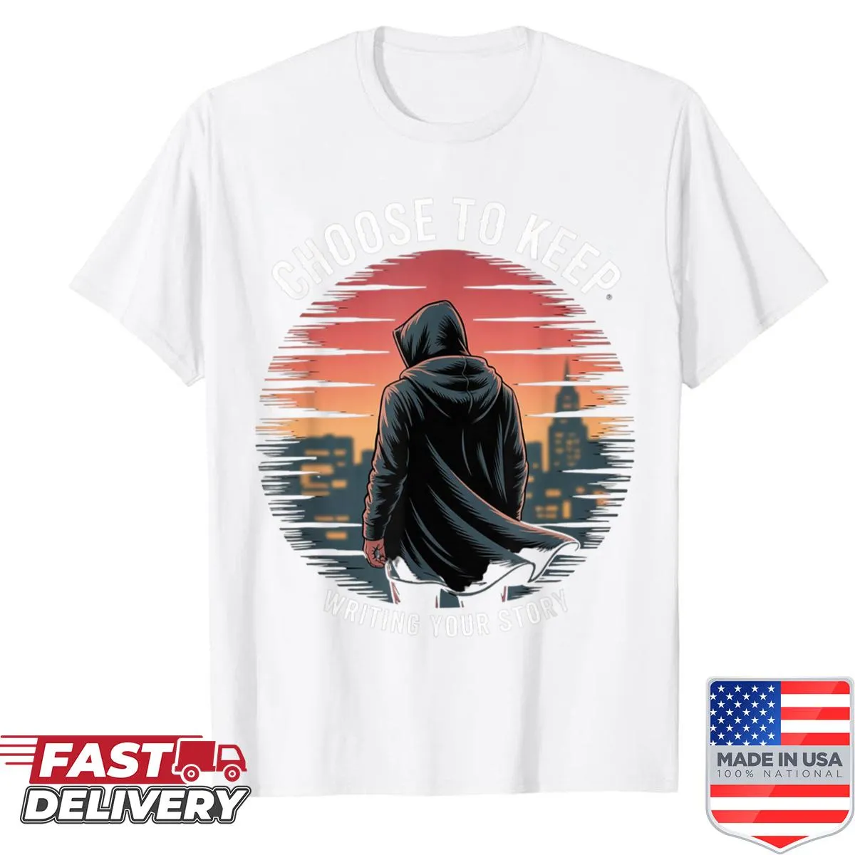 Motivational quote shirt encouraging personal storytelling