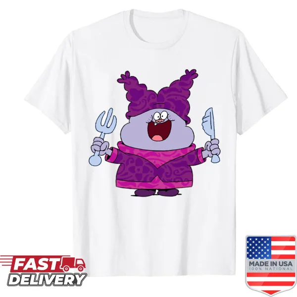 Shirt with a fun graphic stating 'Chowder Ready 2 Eat'.