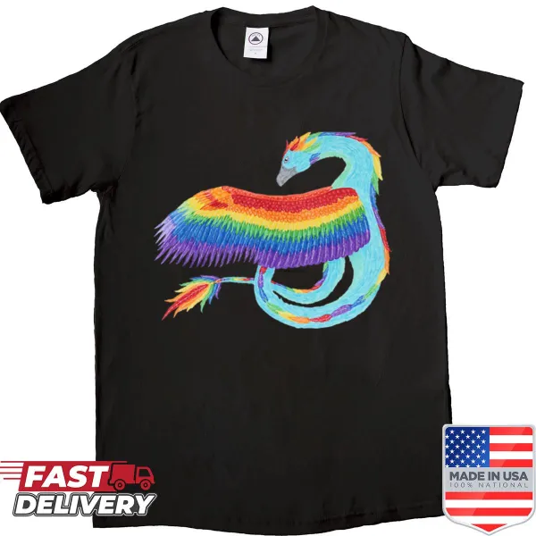 Illustration of a colorful feathered rainbow serpent