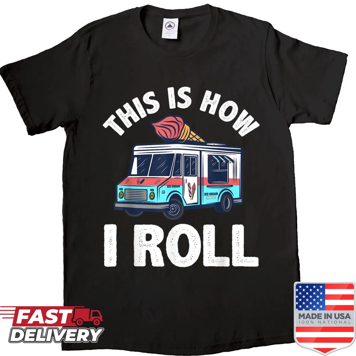 Playful ice cream graphic shirt designed for dessert lovers