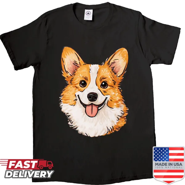 Adorable corgi graphic on a T-shirt