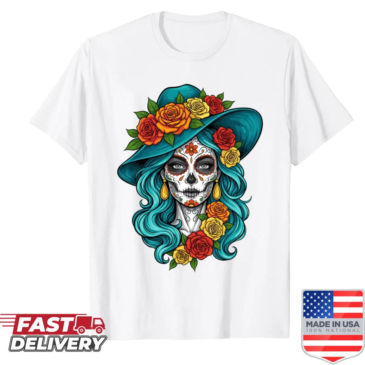 Sugar skull design shirt for Dia De Los Muertos
