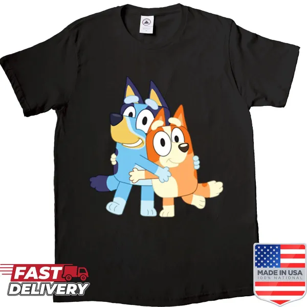 Illustration of two dog sisters on a shirt