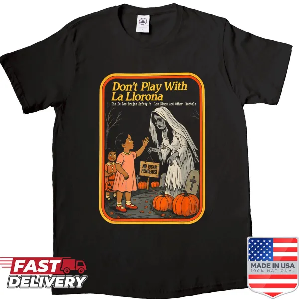 Illustration of La Llorona on a spooky T-shirt