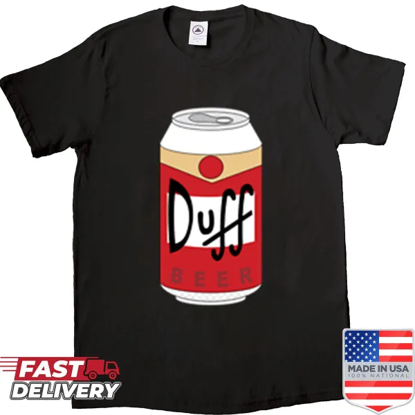 Cartoon styled Duff Beer graphic on a shirt