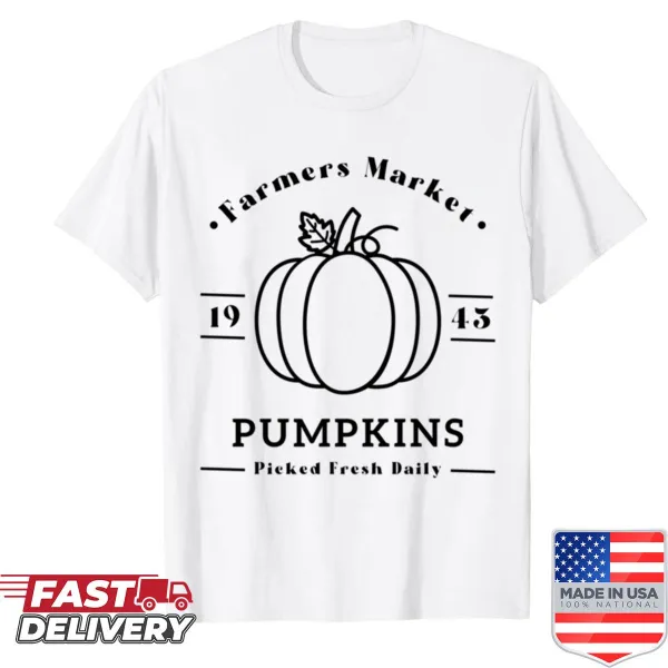 Charming pumpkin illustration on farmer's market shirt