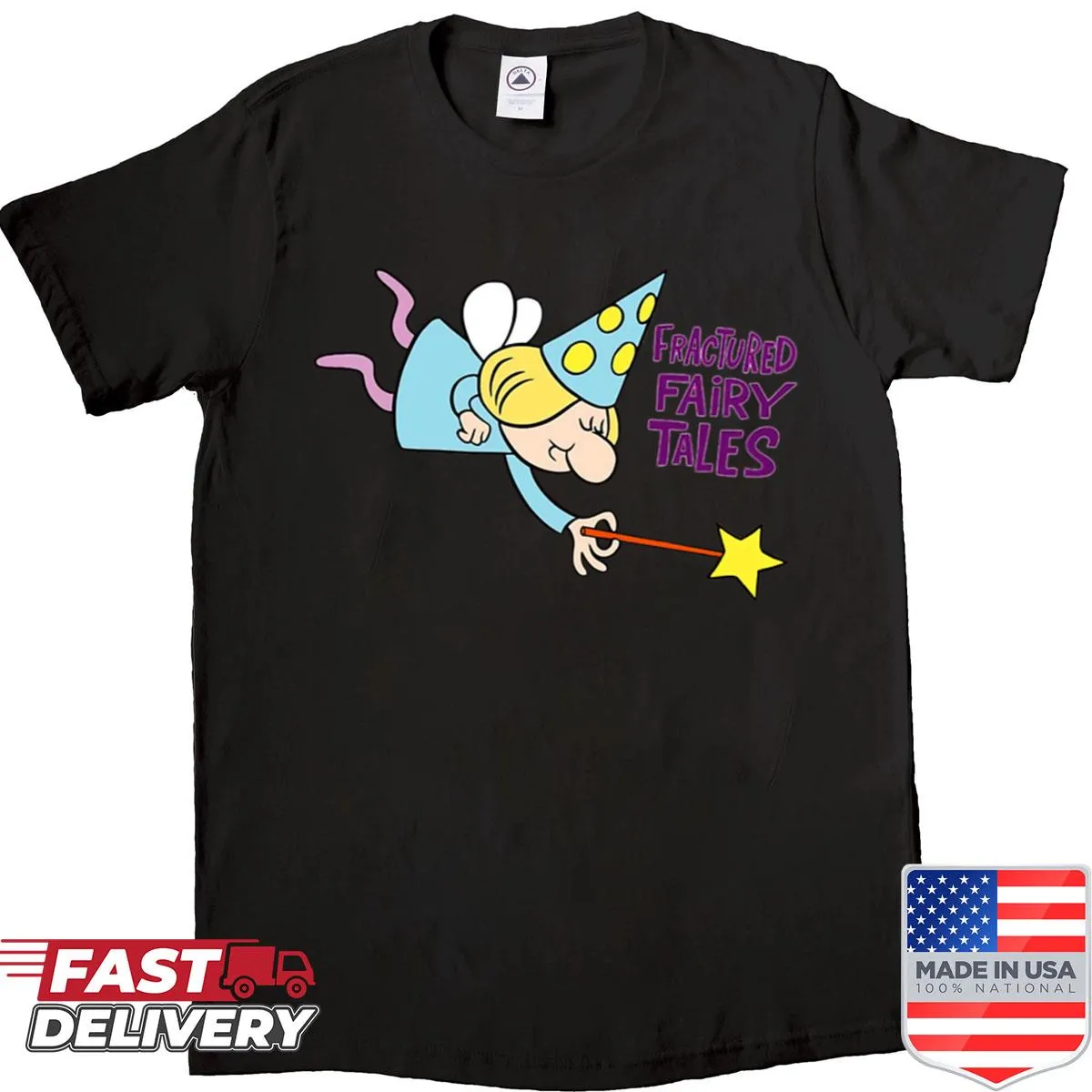 Illustrative shirt featuring playful, quirky characters inspired by fairy tales