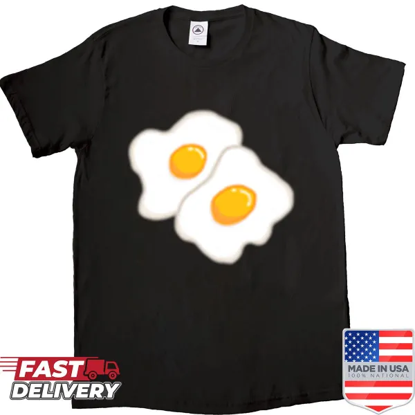 Shirt featuring a humorous design of fried eggs