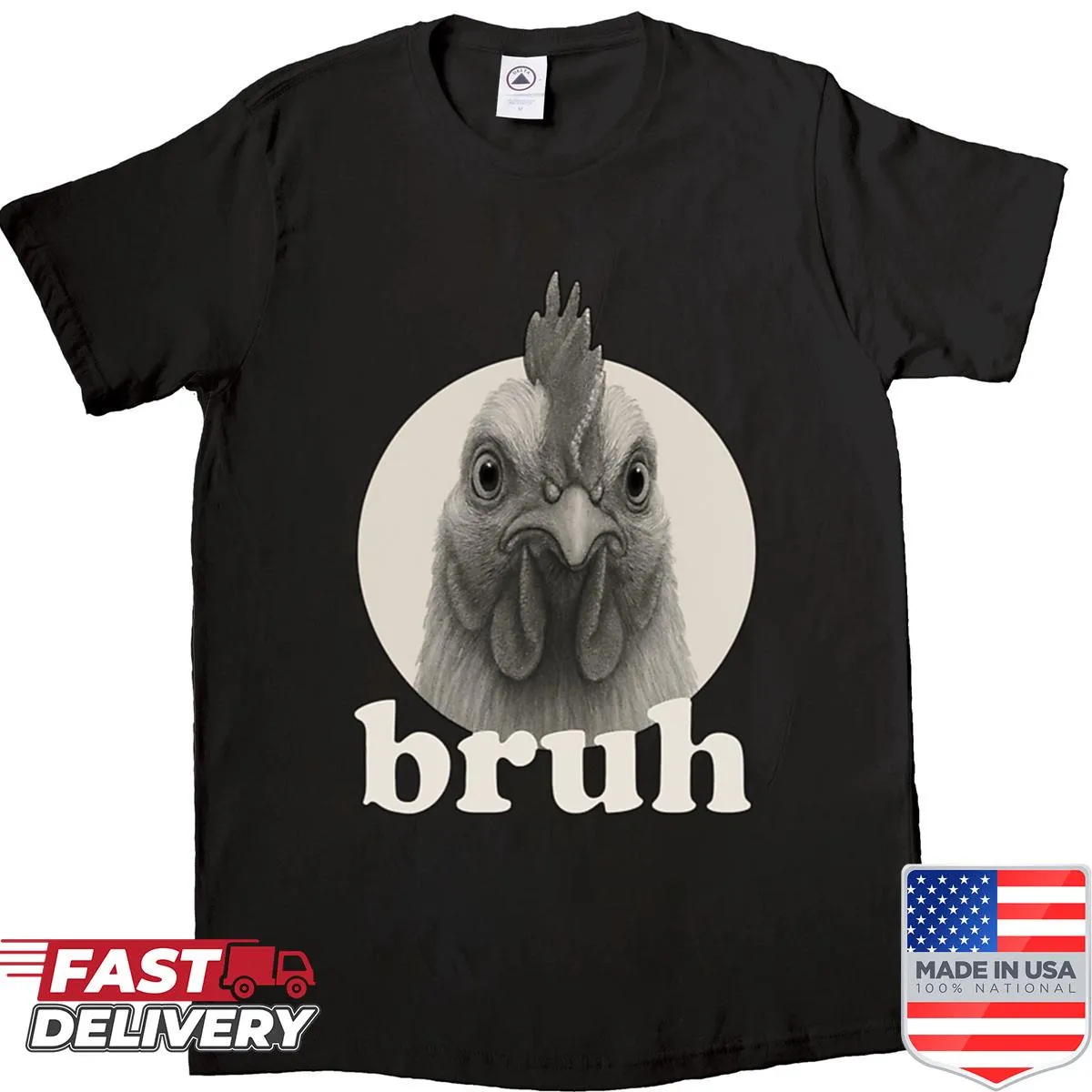 Funny chicken meme t-shirt for kids with cartoon graphic