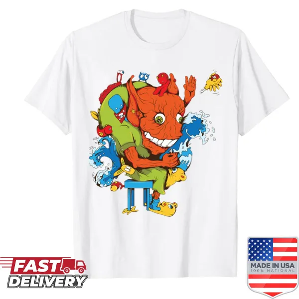 Fun cartoon shirt design with playful imagery