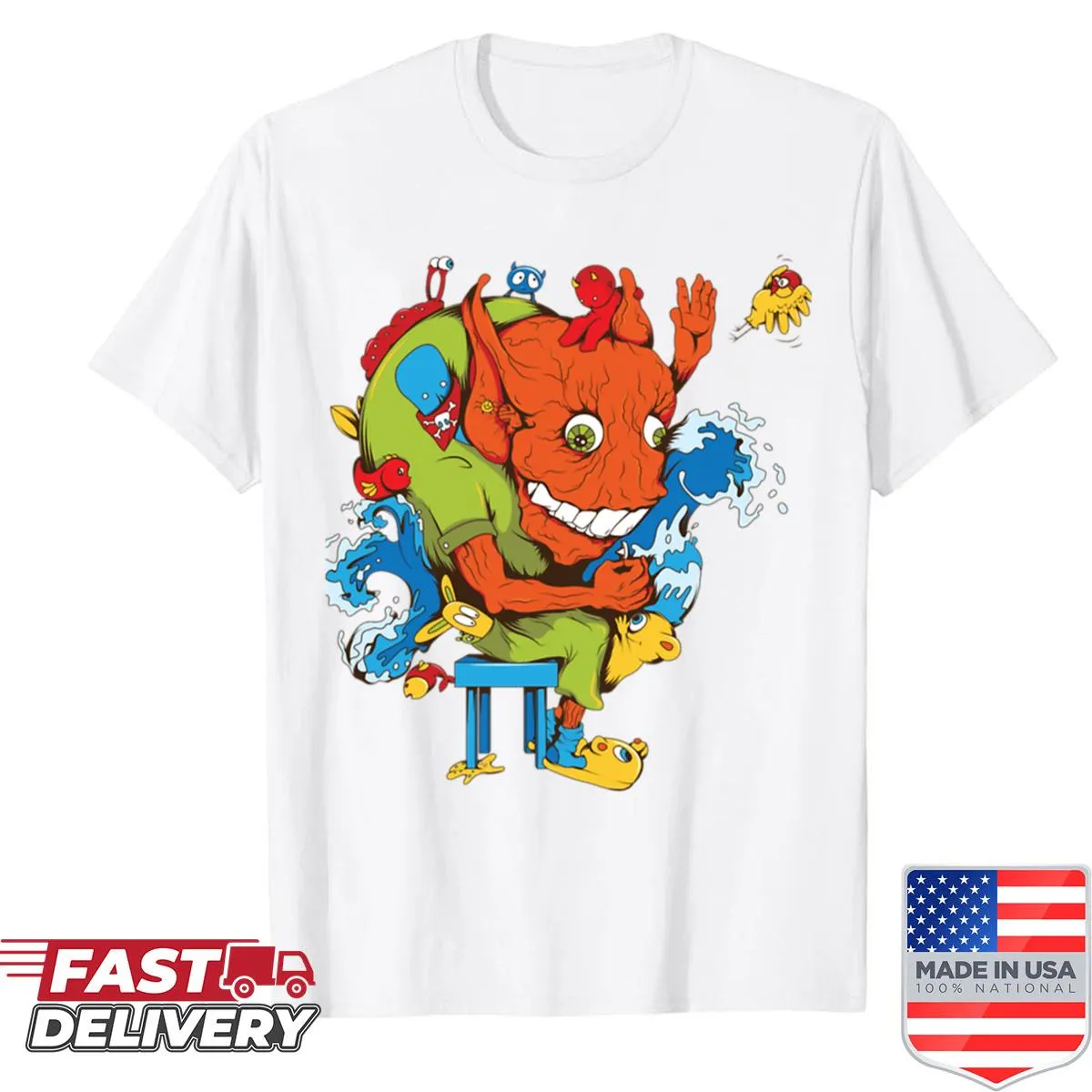 Fun cartoon shirt design with playful imagery