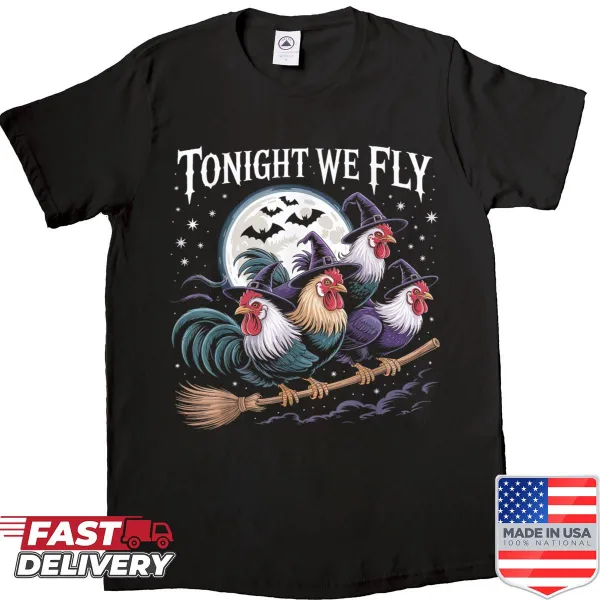 Funny Halloween chicken shirt with cartoon chickens and spooky text