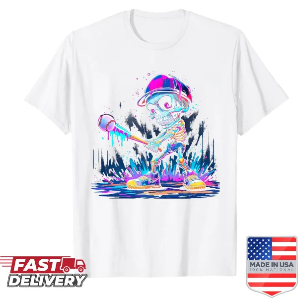Illustration of a baseball player in a Halloween drip costume on a shirt
