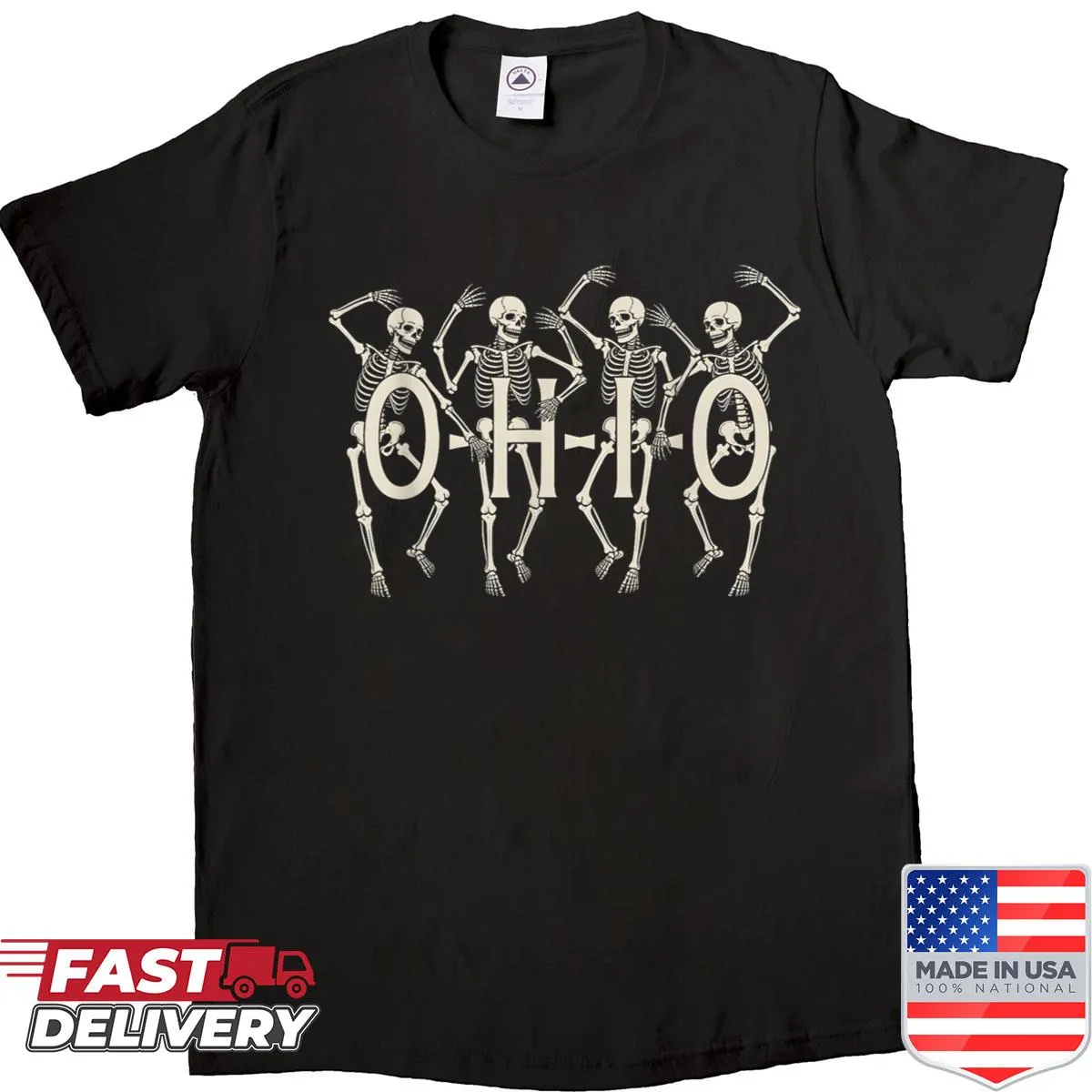 Vintage Halloween shirt featuring a skeleton design for Ohio