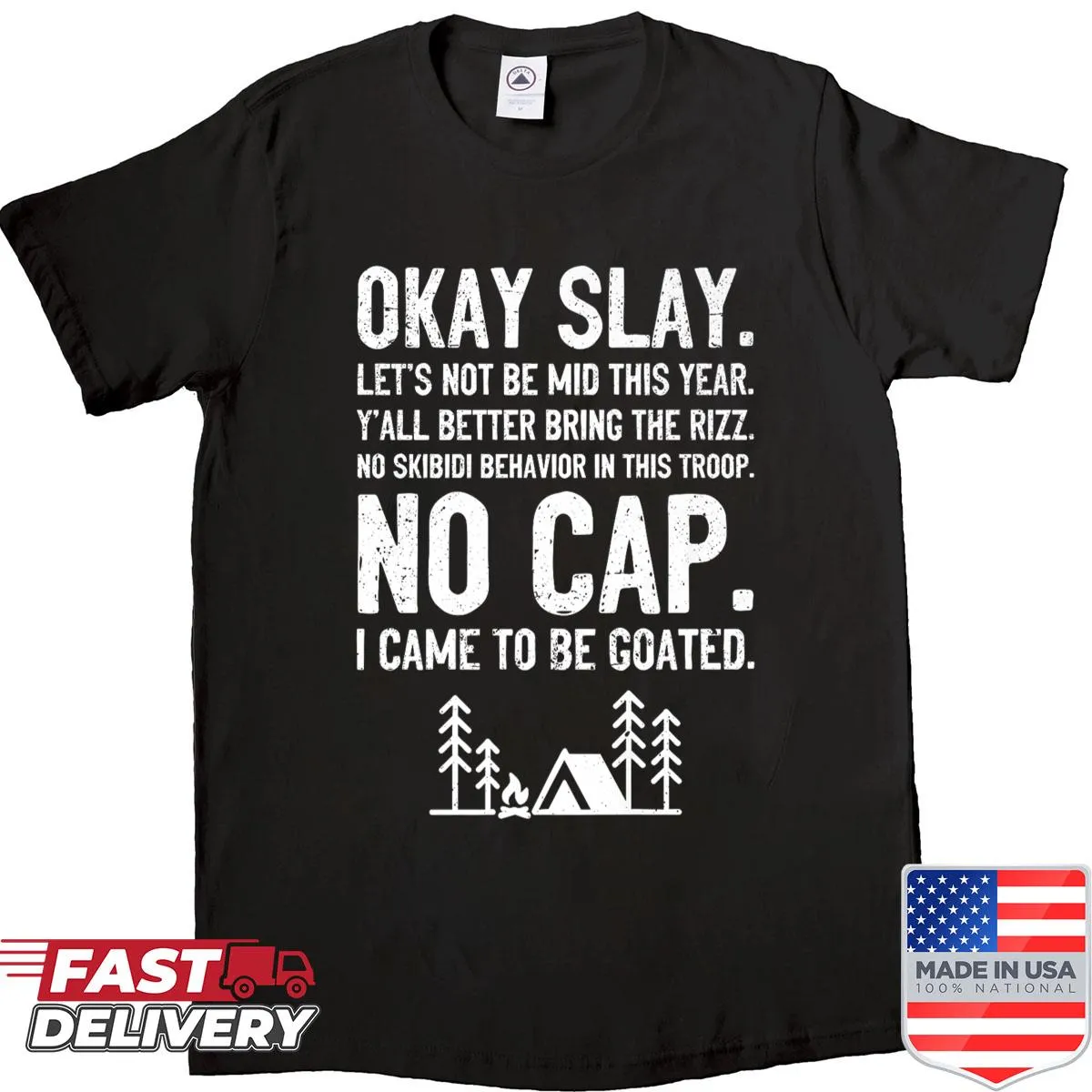 Funny Scout Crew shirt celebrating summer camp and s'mores