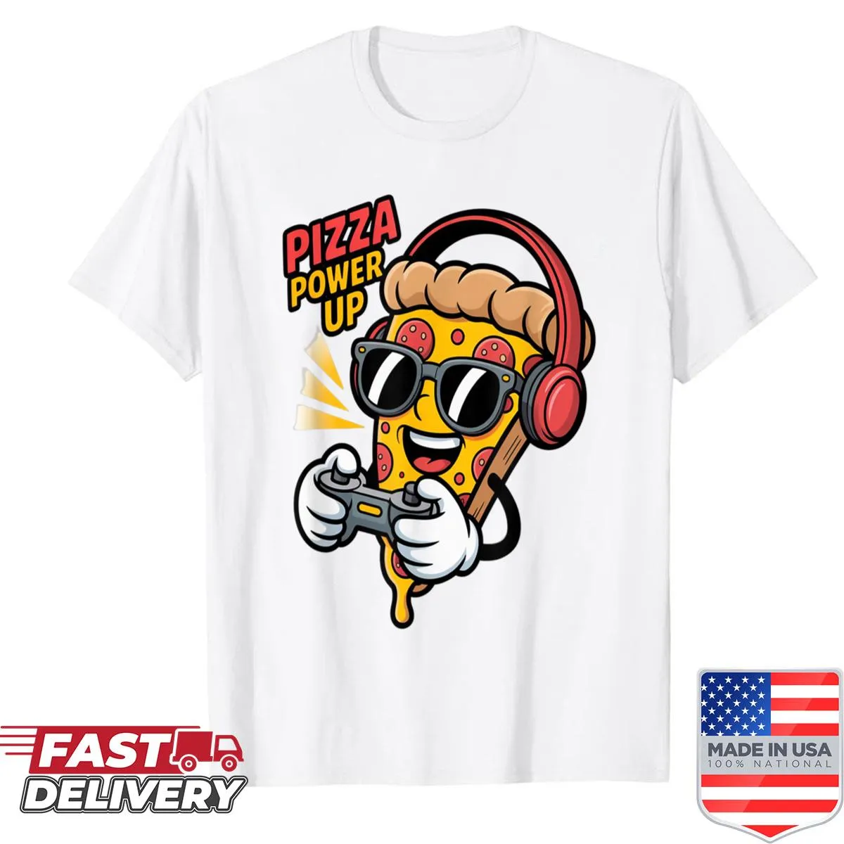 Gamer shirt with pizza design for boys