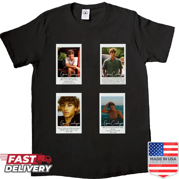 Shirt featuring a playful sticker set inspired by Gavin Casalegno