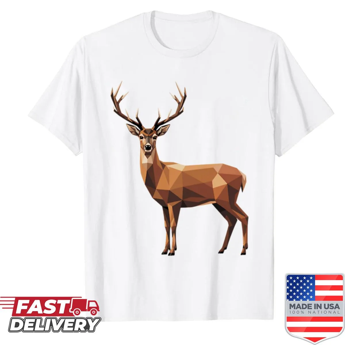 Geometric deer illustration shirt for nature lovers