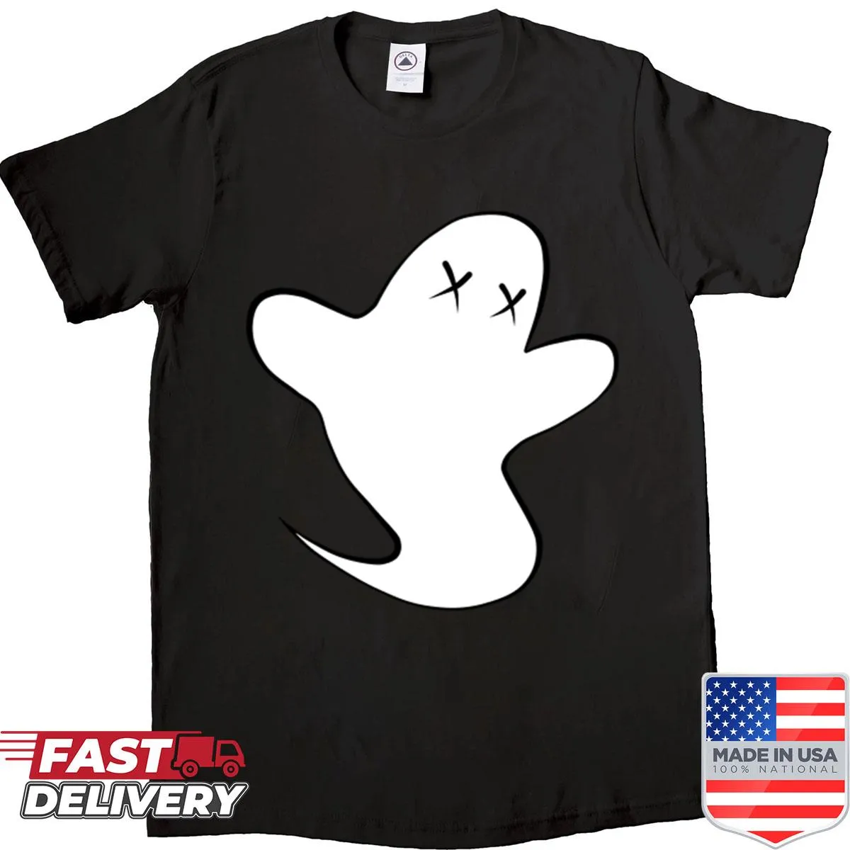 Fun logo shirt featuring playful ghost monsters for Halloween.
