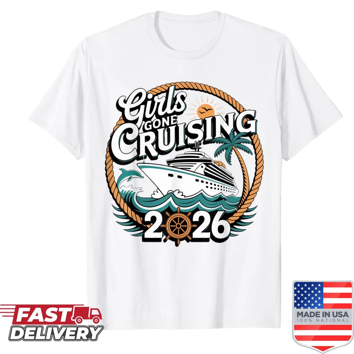 Cruise-themed t-shirt featuring playful graphics