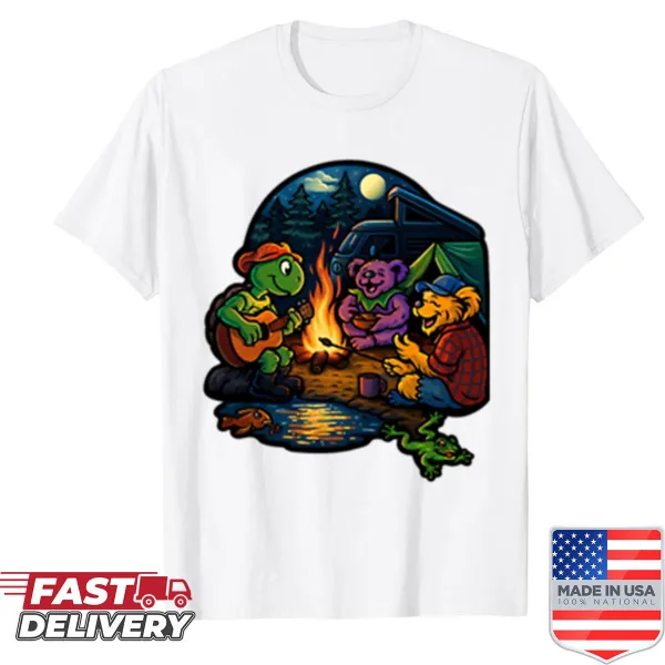 Grateful Dead shirt with camping bears and terrapin design