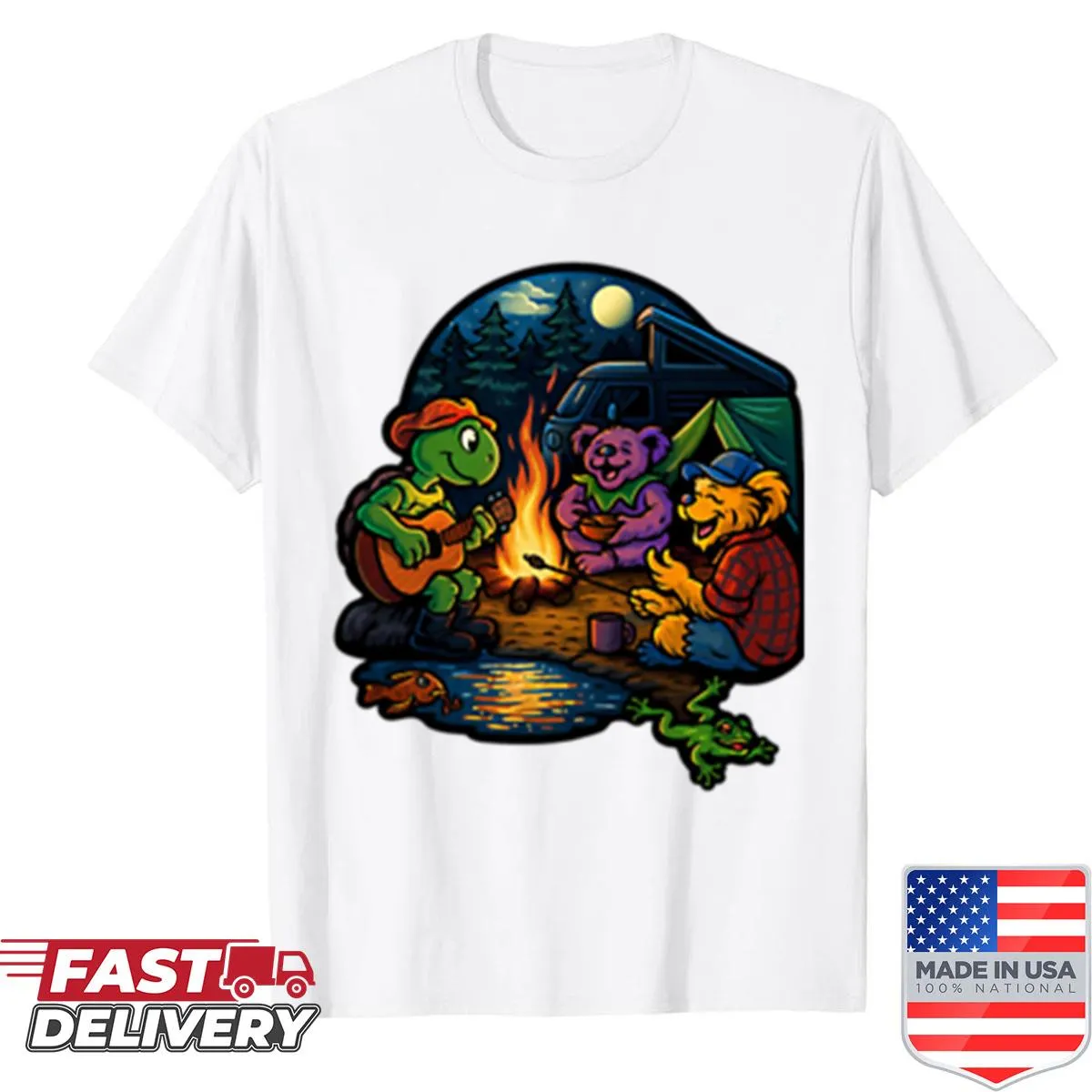 Grateful Dead shirt with camping bears and terrapin design