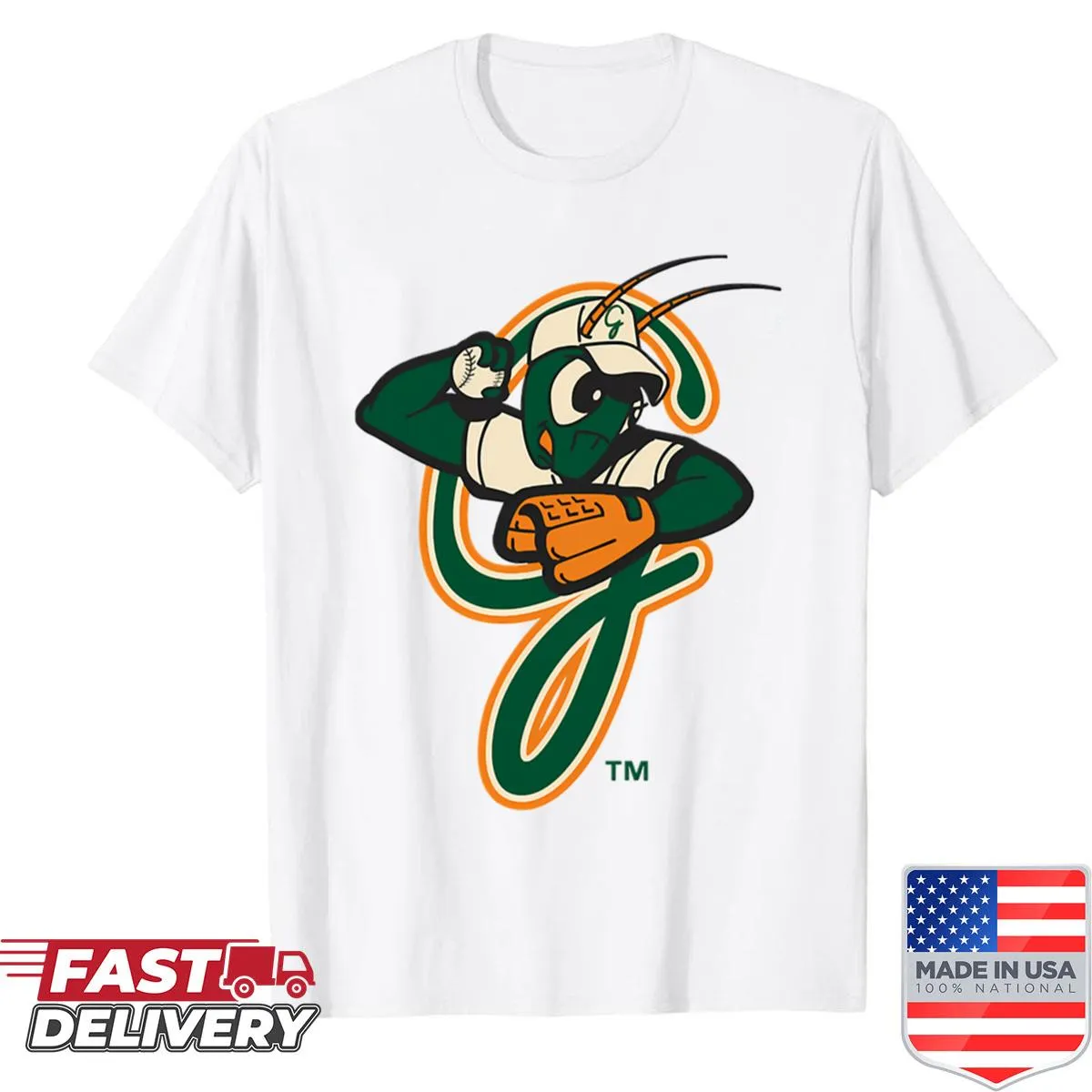 Minimalist shirt featuring the Greensboros Grasshoppers name
