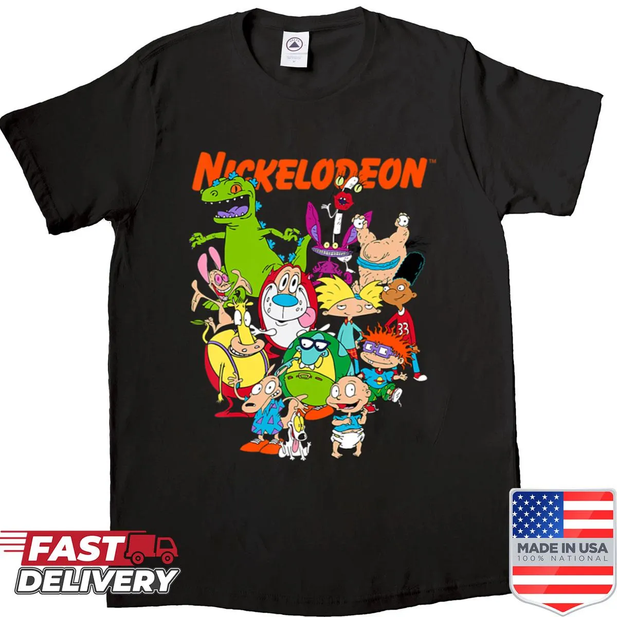 Retro shirt featuring a group shot of beloved 90s cartoon characters.
