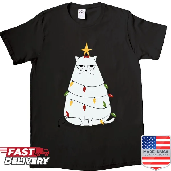 Funny Christmas shirt featuring a grumpy cat graphic