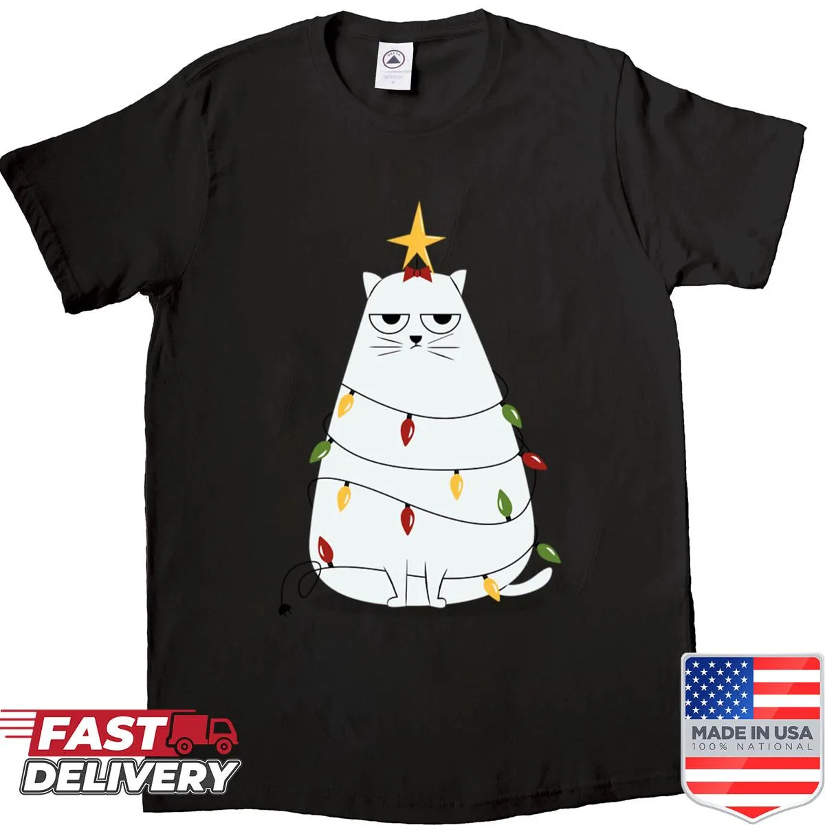 Funny Christmas shirt featuring a grumpy cat graphic