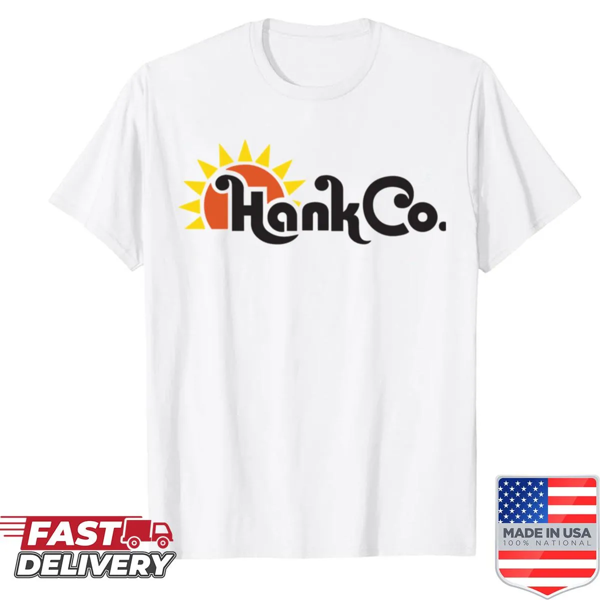 Hank Co shirt with minimalist design and brand name.