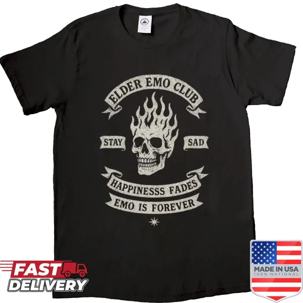 Emo club Halloween shirt with spooky vibes and dark graphics
