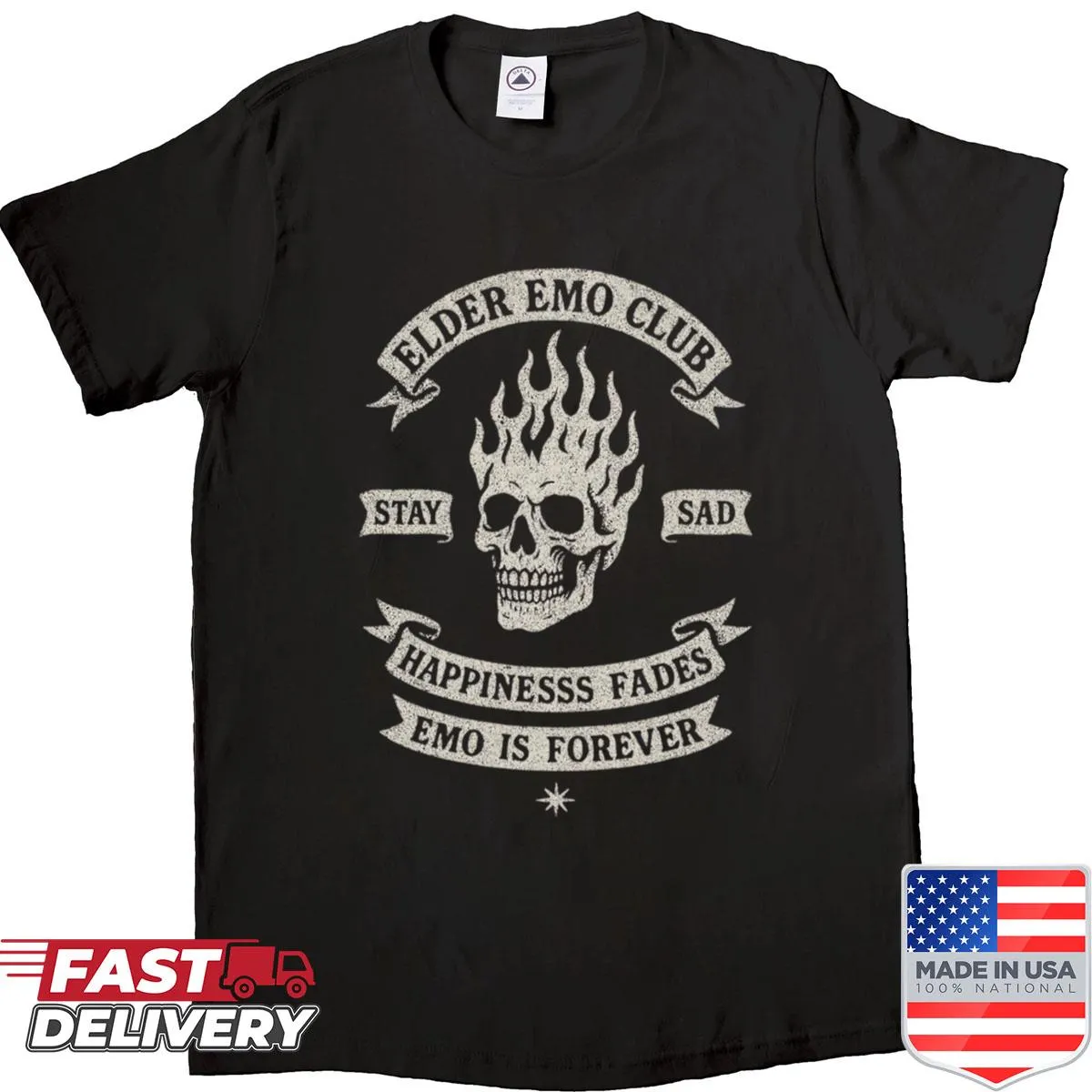 Emo club Halloween shirt with spooky vibes and dark graphics